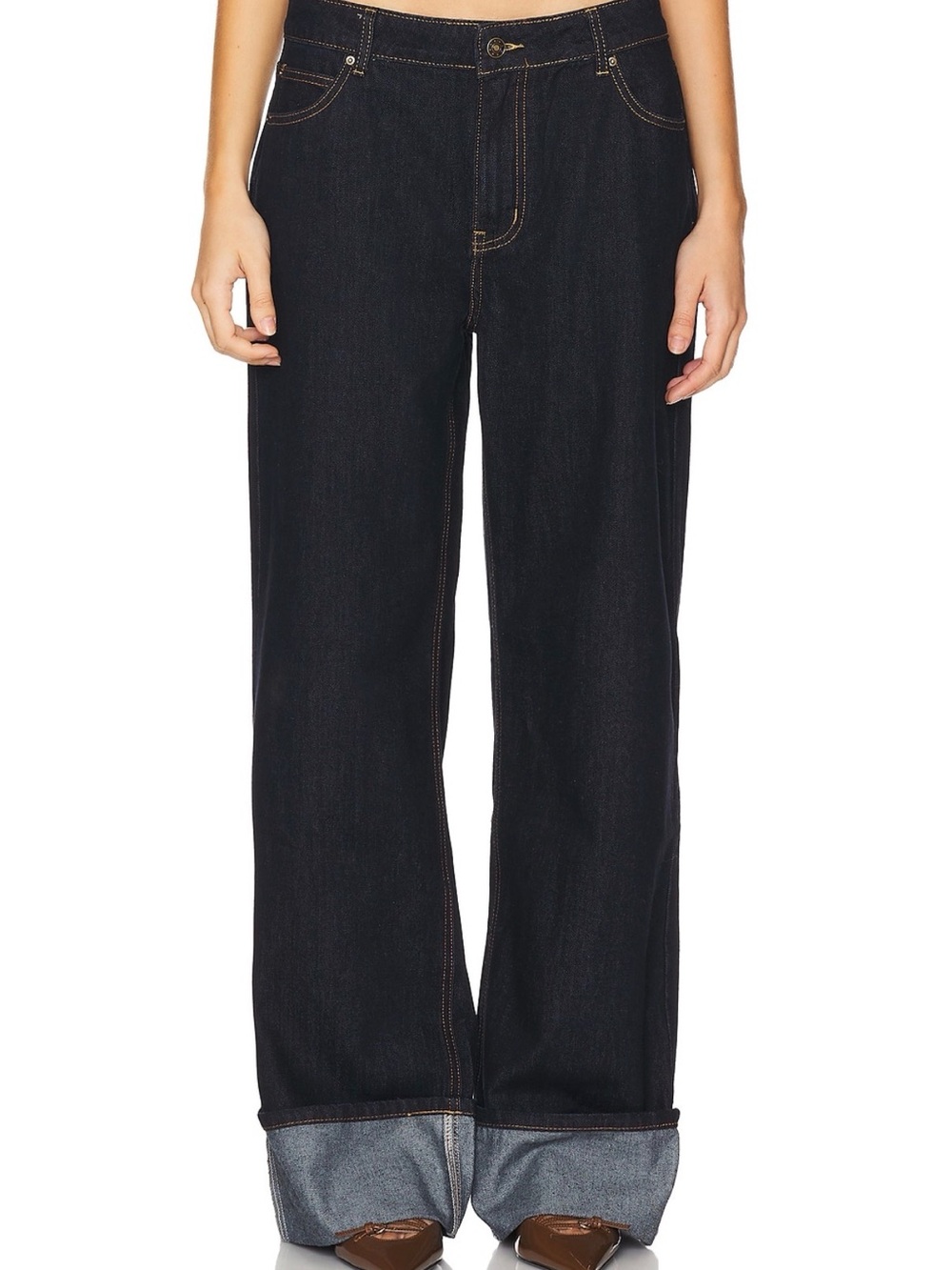 Lioness Top Model Wide-Leg Dark Indigo Jeans with Contrast Stitching